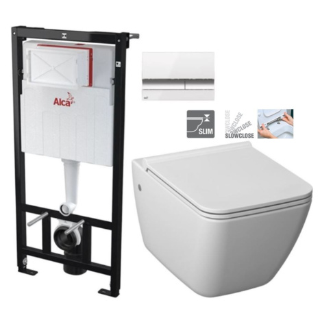 ALCADRAIN Sádromodul předstěnový instalační systém s bílým/ chrom tlačítkem M1720-1 + WC JIKA PU AKCE/SET/ALCA