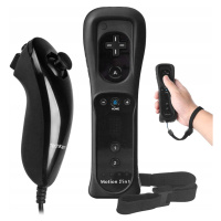 Ovladač Pro Wii Wii U Nunchuck Náhradní Černý Držák Dálkové Ovládání Set