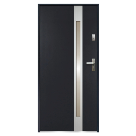 O.K. DOORS Ocelové vchodové dveře TEMIDAS INOX P55 antracit 90 L