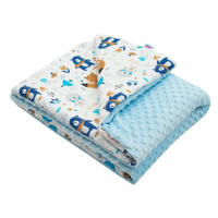 NEW BABY - Dětská deka z Minky s výplní Medvídci modrá 80x102 cm