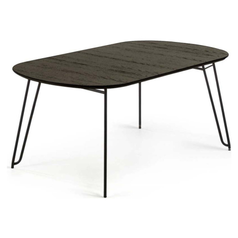 Tmavě hnědý rozkládací jídelní stůl s deskou v dekoru jasanového dřeva 100x170 cm Milian – Kave  Kave Home