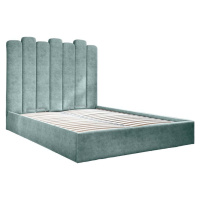 Tyrkysová čalouněná dvoulůžková postel s úložným prostorem s roštem 160x200 cm Dreamy Aurora – M
