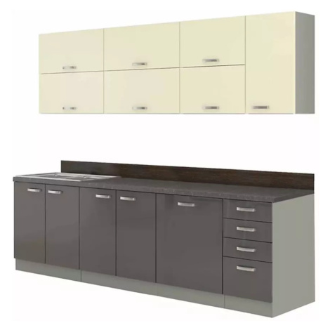 Kuchyňská linka Karmen/Grey 260cm Bez Pracovní Deskou BAUMAX