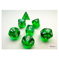 Sada kostek Chessex Translucent Green/White Mini Polyhedral 7-Die Set