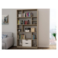 Vysoký regál/knihovna Sten, dub sonoma/bílý