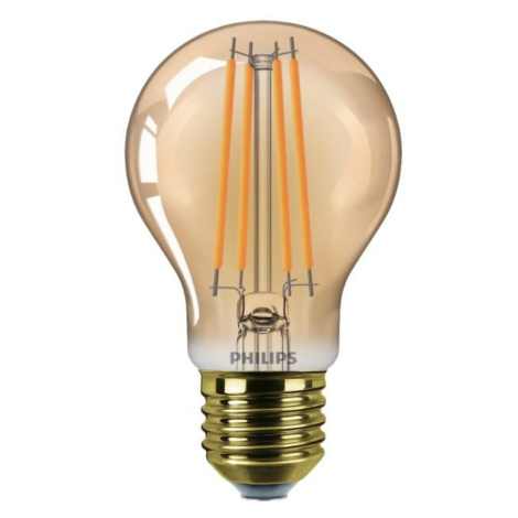 Philips Vintage LED filament žárovka E27 A60 7W (40W) 470lm 1800K nestmívatelná, zlatá