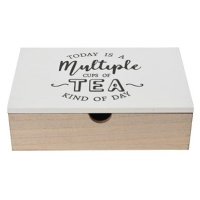 H&L Dřevěný box na čaj 24 × 17 × 7 cm, bílý