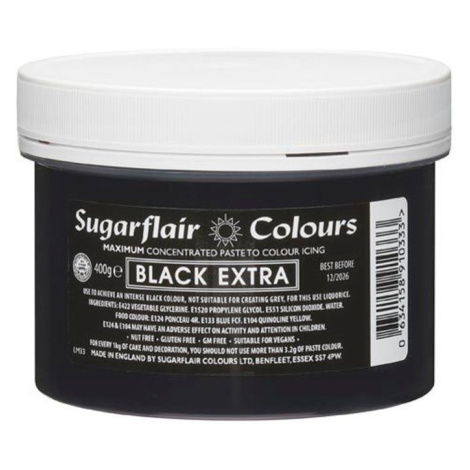 Sugarflair MAXIMUM concentrated gelová barva Black extra  XXL - černá - 400g