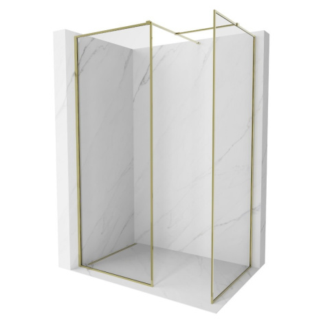 MEXEN/S Kioto-F Sprchová zástěna WALK-IN s rámem 110 x 100, transparent 8 mm, zlato 800-110-202-