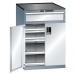 LISTA Zásuvková skříň s otočnými dveřmi, výška 1020 mm, 2 police, 3 zásuvky, nosnost 75 kg, šedá