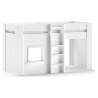 Bílá vyvýšená dětská postel z borovicového dřeva 90x200 cm RENO – Vipack