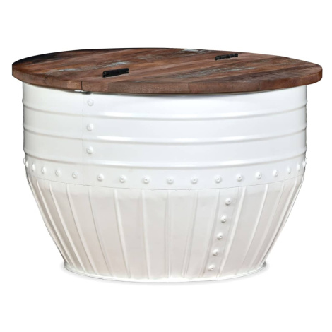 vidaXL Konferenční stole masivní recyklované dřevo bílý tvar sudu