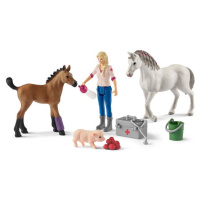 Schleich 424867 Návštěva lékaře u klisny a hříběte