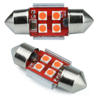 Auto LED žárovka C5W 4 SMD 3535 CAN BUS červená 31 mm