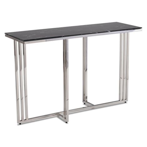 DekorStyle Konzolový stolek AMAGAT 120 cm stříbrný/černý mramor