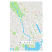 Mapa Cardiff color, 26.7x40 cm
