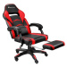 Herní kancelářská židle Comodo s podnožkou, černá/červená