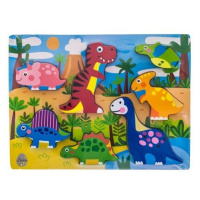 TULIMI Dřevěné zábavné puzzle vkládací, 35x22,5cm - Dinosauři