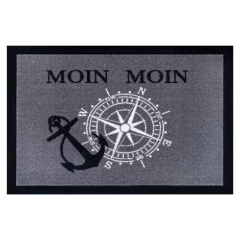 Hanse Home Collection koberce Rohožka námořní kotva, kompas 105363 Anthracite grey black Rozměry