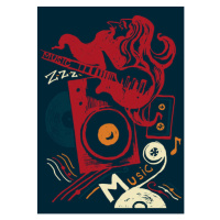 Ilustrace Music print for textiles vector illustration, Lily Nikitina, 30 × 40 cm