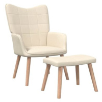 Relaxační židle se stoličkou krémová textil, 327932