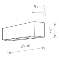 Euluna Nástěnné světlo Straight XS, šířka 26 cm, grafit