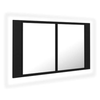 Shumee LED Koupelnová skříňka se zrcadlem - černá, 80 × 12 × 45 cm