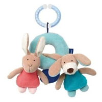 Sigikid kolečko Pes a Zajíc blue linie baby hračka na zavěšení na autosedačku 25 cm