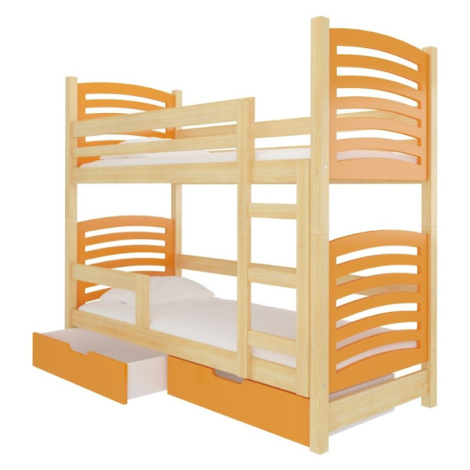 ArtAdrk Dětská patrová postel OSUNA Barva: borovice / oranžová