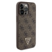 Zadní kryt Guess PU 4G Strass Triangle Metal Logo pro Apple iPhone 15 Pro Max, brown