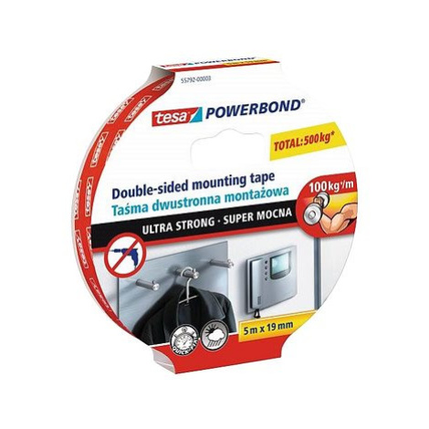 tesa Powerbond Ultra Strong, oboustranná montážní páska, bílá, 5m:19mm