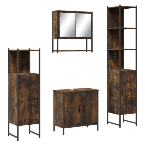 vidaXL 4dílný set koupelnového nábytku kouřový dub kompozitní dřevo