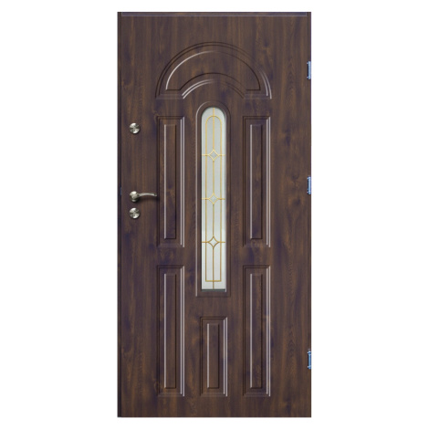 O.K. Doors Venkovní ocelové vchodové dveře AZZURO II, tmavý ořech, 90 P