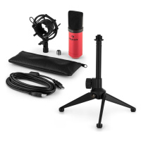 Auna MIC-900RD V1, USB mikrofonní sada, červený kondenzátorový mikrofon + stolní stativ