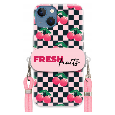 Pouzdro pro iPhone 14 Vodítko Pink Crossbody Funkční rukojeť Fresh Fruits