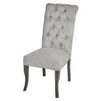 Estila Chesterfield luxusní jídelní židle Roll Top Thatcher šedá se stříbrným klepadlem 105cm