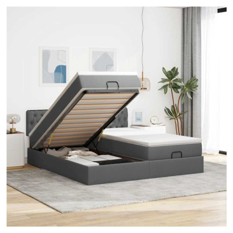 vidaXL Osmanský rám postele s matrací tmavě šedá 180x200cm textil