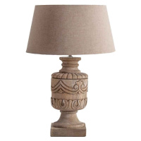 Estila Provence stolní lampa Lance s vyřezávanou podstavou z masivního mangového dřeva a béžovým