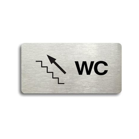 Accept Piktogram "WC VLEVO NAHORU" (160 × 80 mm) (stříbrná tabulka - černý tisk bez rámečku)