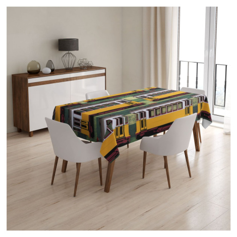 Sablio Ubrus Lisabonské historické tramvaje Zelený Pattern - 130x130 cm