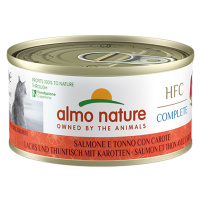 Výhodné balení Almo Nature HFC Complete 12 x 70 g - losos a tuňák s mrkví
