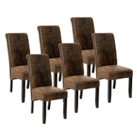 6× Jídelní židle ergonomické, masivní dřevo, vintage hnědá