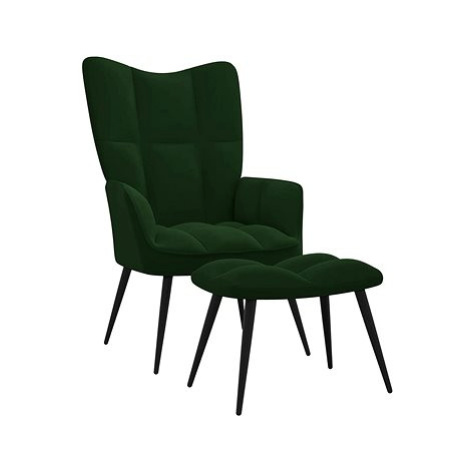 Relaxační křeslo se stoličkou tmavě zelené samet, 328086 SHUMEE