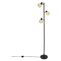 Designová stojací lampa černá se zlatým nastavením 3 světel - Mesh