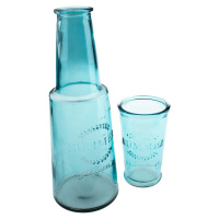 Modrá skleněná karafa se sklenicí, 800 ml