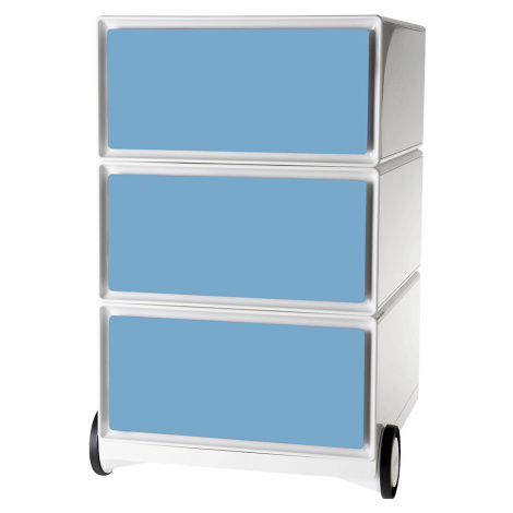 Paperflow Pojízdný kontejner easyBox®, 3 zásuvky, bílá / modrá