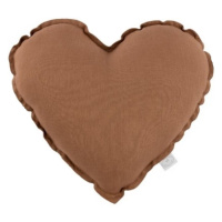 Cotton & Sweets Mini lněný polštář srdce čokoláda 28 cm