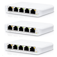 UBNT UniFi Switch USW-Flex-Mini-3, 3-pack [5xGigabit, 1xPoE In]