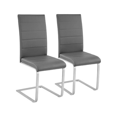 2x Jídelní židle, umělá kůže, šedé tectake