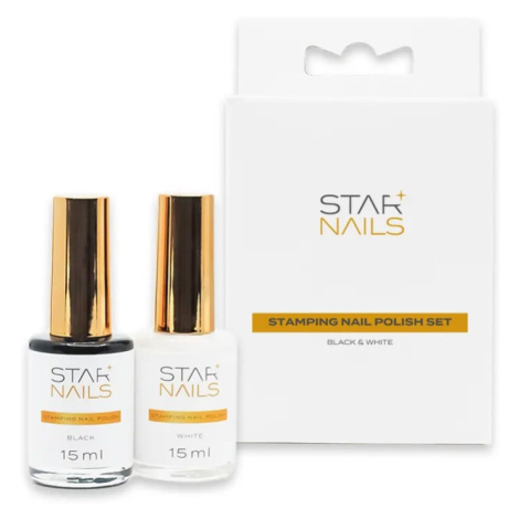 STARNAILS Sada Stamping Nail Polish Black & White - razítkovací laky
